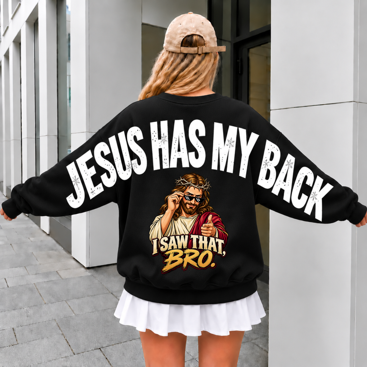 Jesus Has My Back Saw That Bro Arm To arm Printed/ Hoodie / Sweatshirt