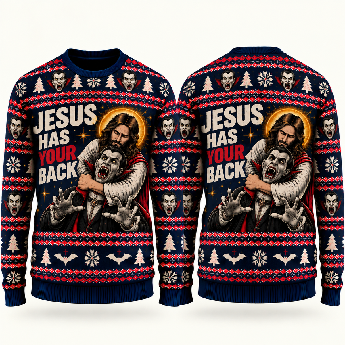 Jesus vs Horror Ugly Sweater 12