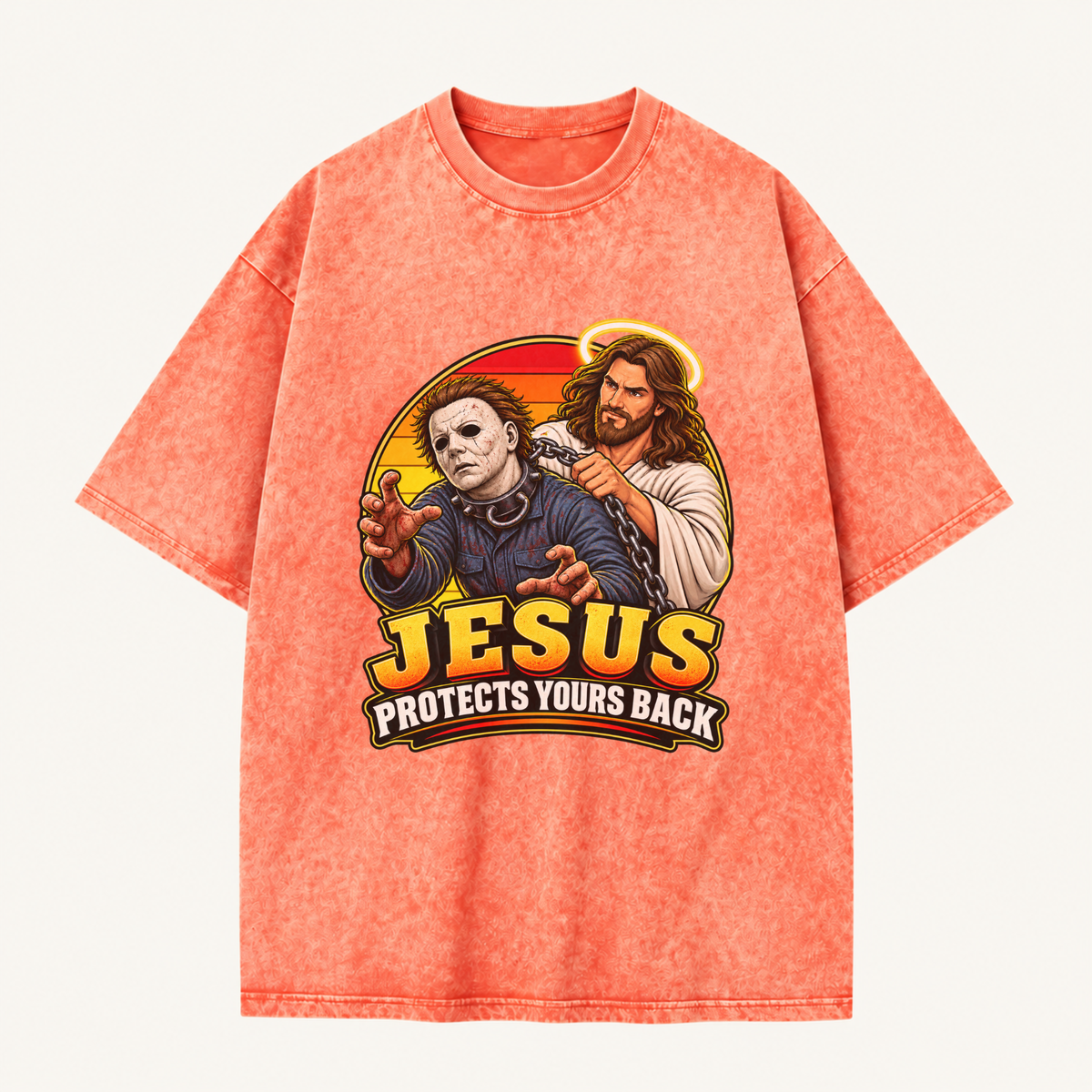 Jesus Vs Horror Washed T-Shirt 1