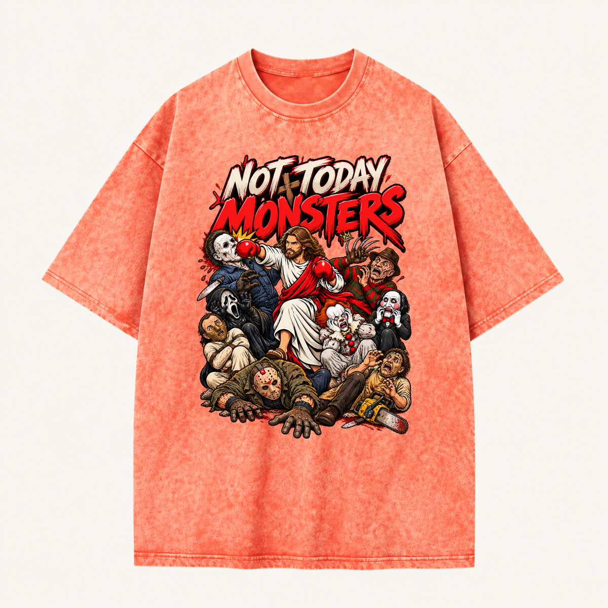 Jesus Vs Horror Washed T-Shirt 9