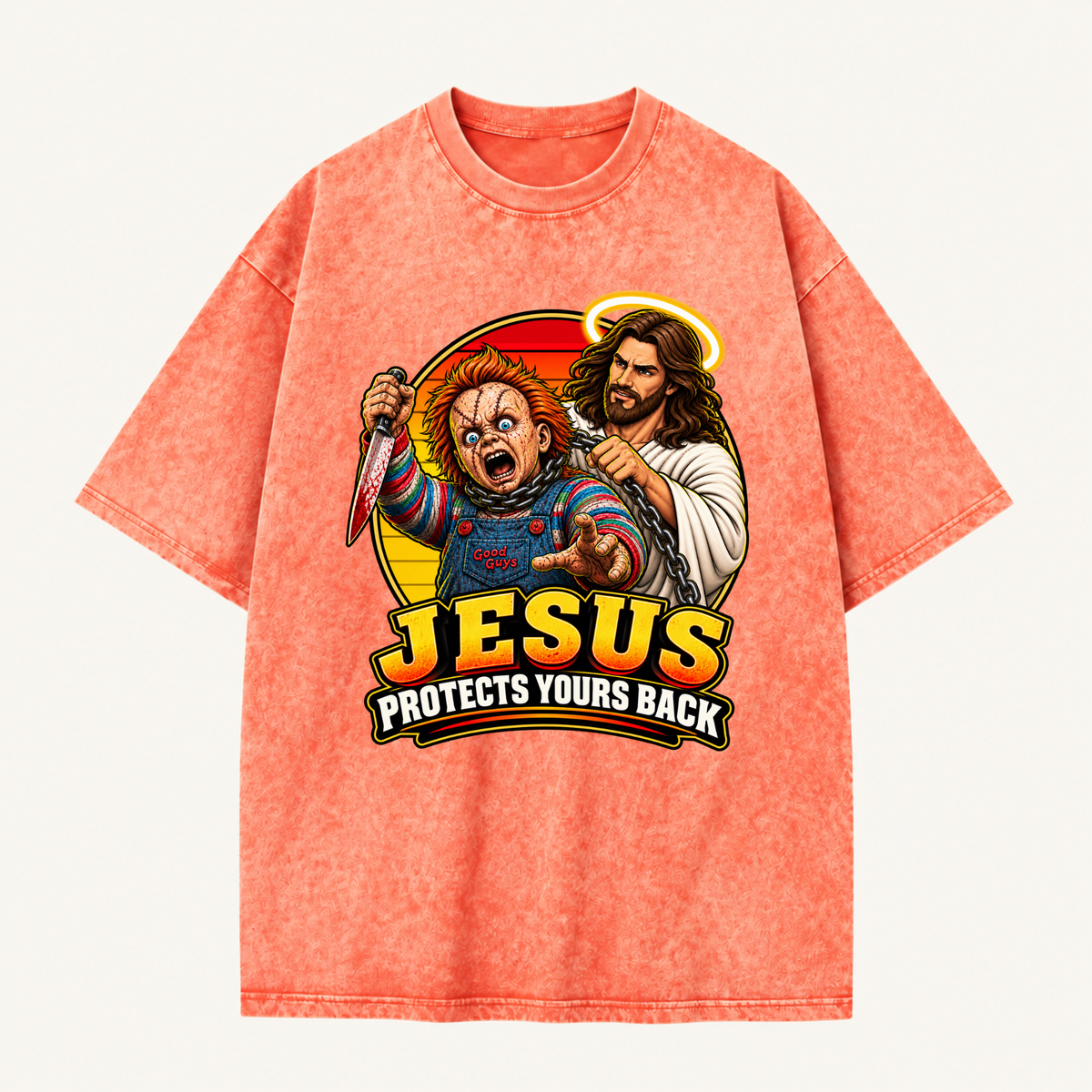 Jesus Vs Horror Washed T-Shirt 6