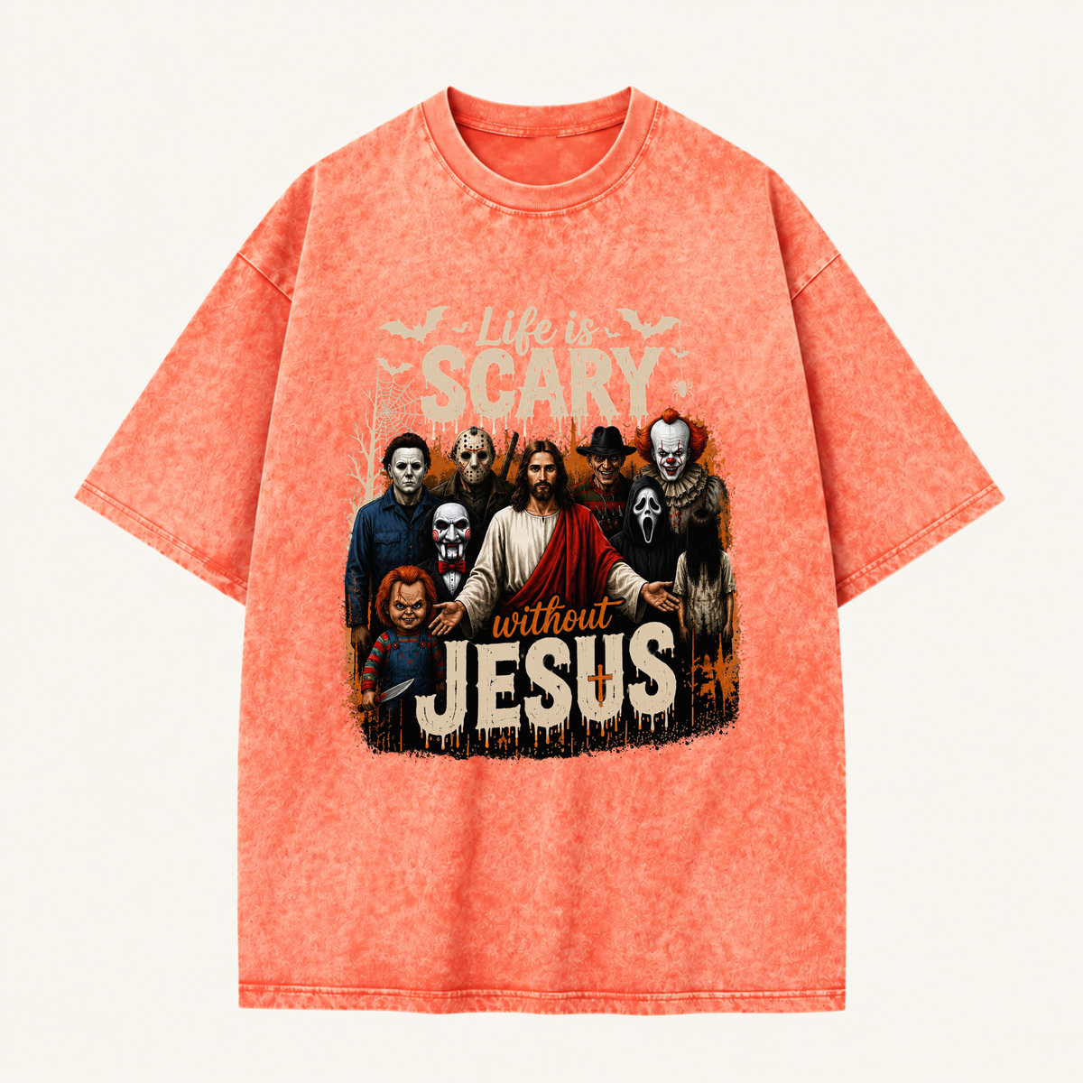 Jesus Vs Horror Washed T-Shirt 7