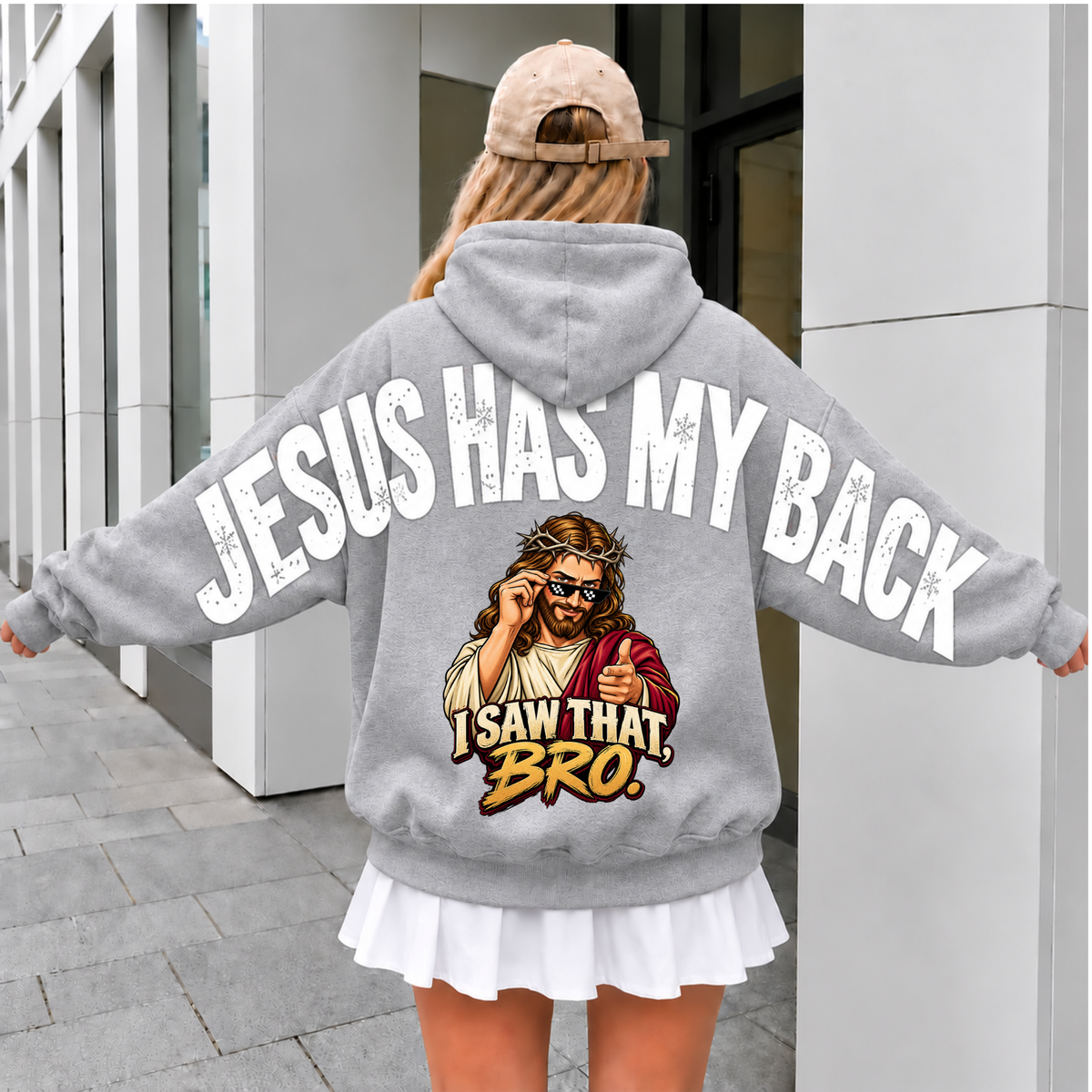 Jesus Has My Back Saw That Bro Arm To arm Printed/ Hoodie / Sweatshirt