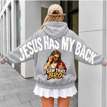 Jesus Has My Back Saw That Bro Arm To arm Printed/ Hoodie / Sweatshirt