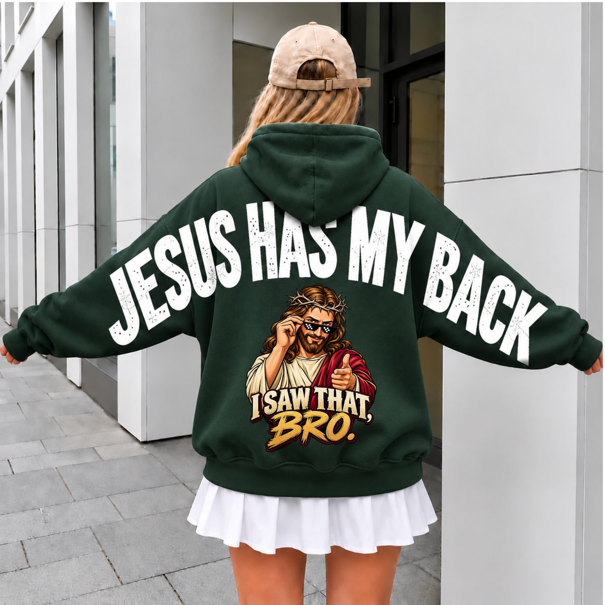 Jesus Has My Back Saw That Bro Arm To arm Printed/ Hoodie / Sweatshirt