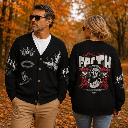 Faith Over Fear Christian Lightweight Cardigan