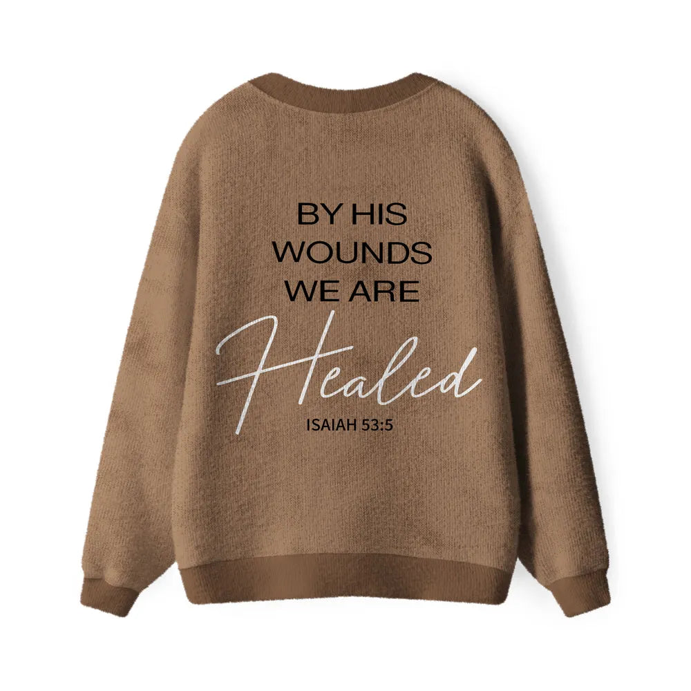 By His Wounds We Are Healed Christian Lightweight Cardigan