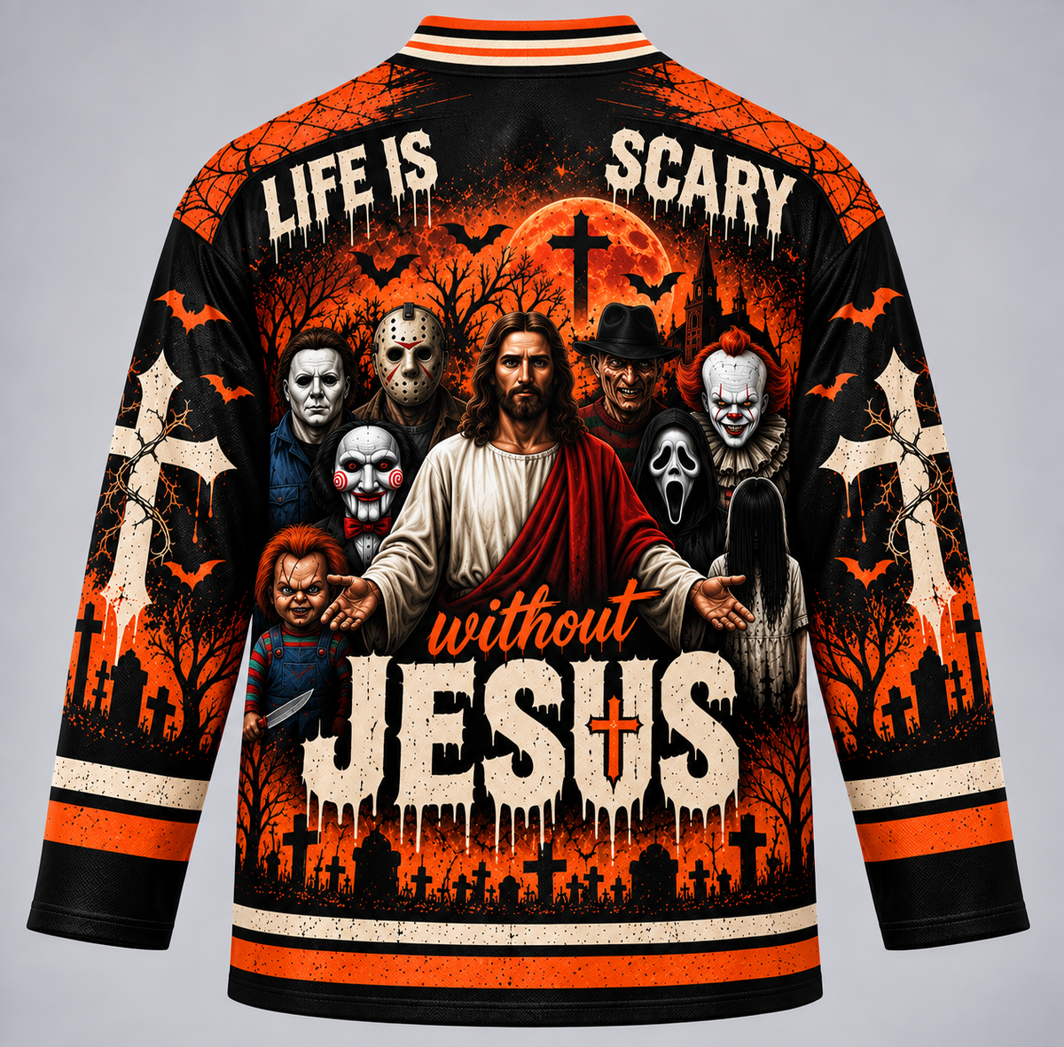 Jesus vs Horror All over Printed Hockey Jersey