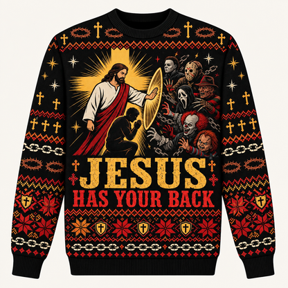 Jesus vs Horror Ugly Sweater 14