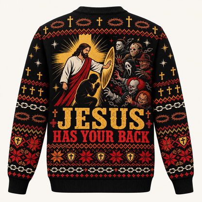 Jesus vs Horror Ugly Sweater 14