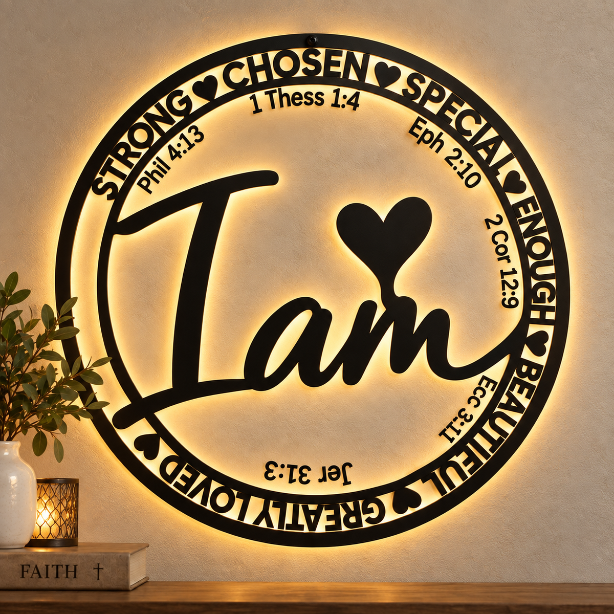 I Am Strong Bible Verse Jesus Christian Metal Sign Home Decoration