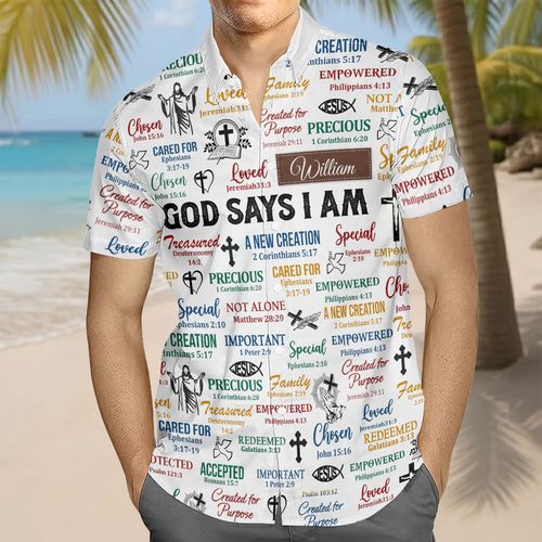 God Says I Am | Personalized Hawaiian Shirt