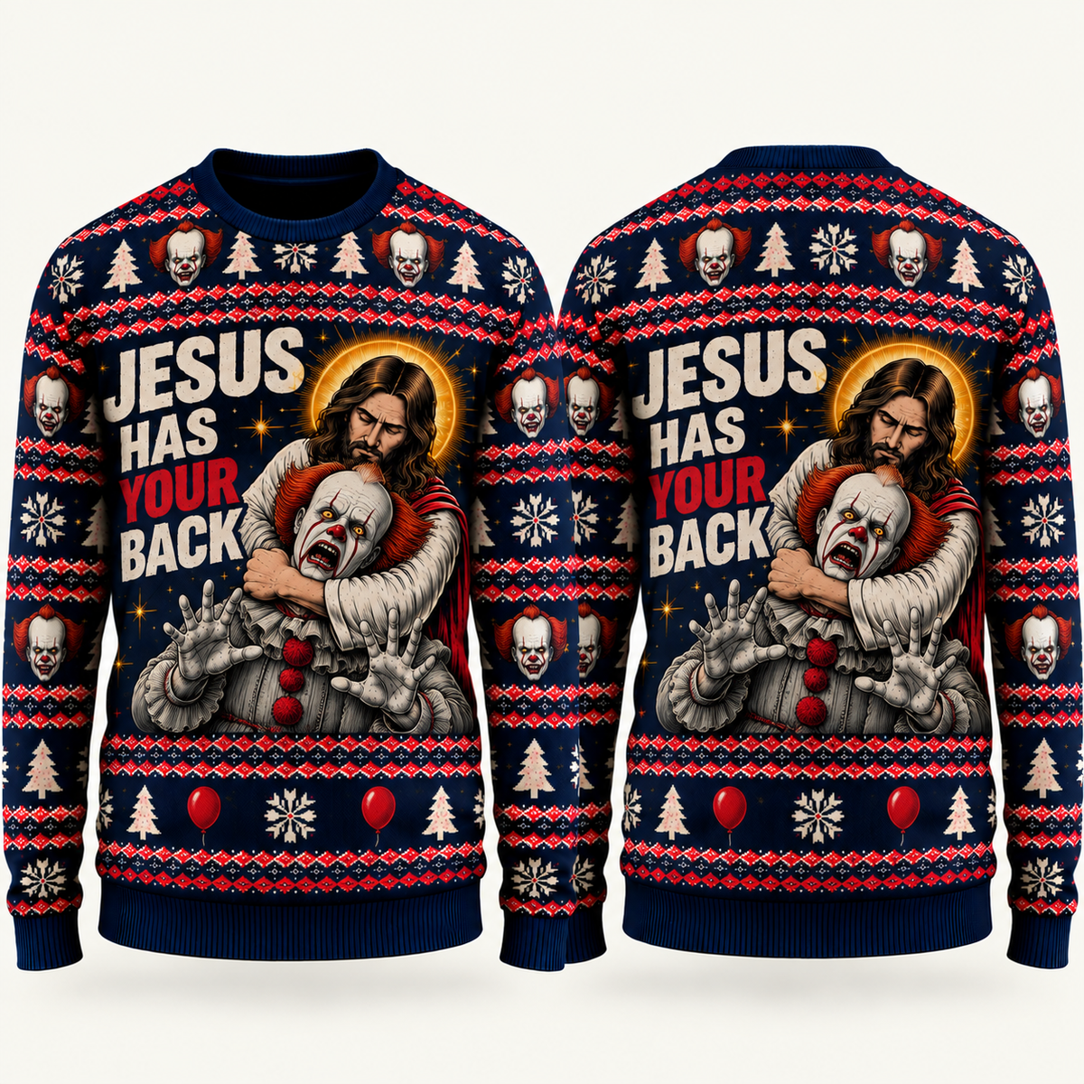 Jesus vs Horror Ugly Sweater 10