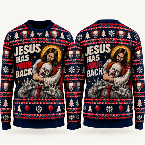 Jesus vs Horror Ugly Sweater 10
