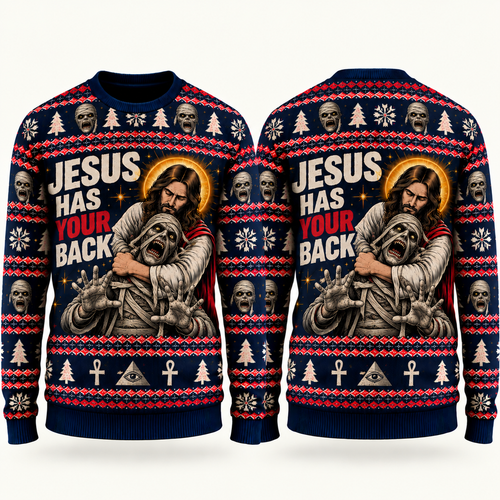Jesus vs Horror Ugly Sweater 11