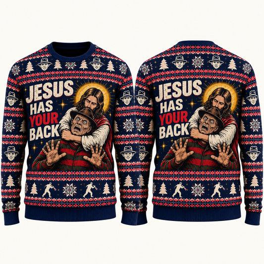 Jesus vs Horror Ugly Sweater 3