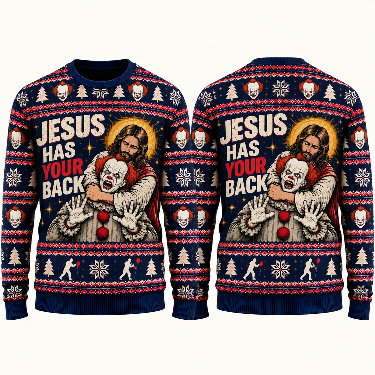 Jesus vs Horror Ugly Sweater 5