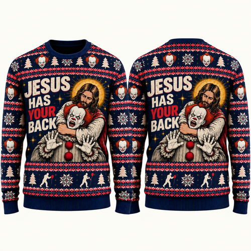Jesus vs Horror Ugly Sweater 5