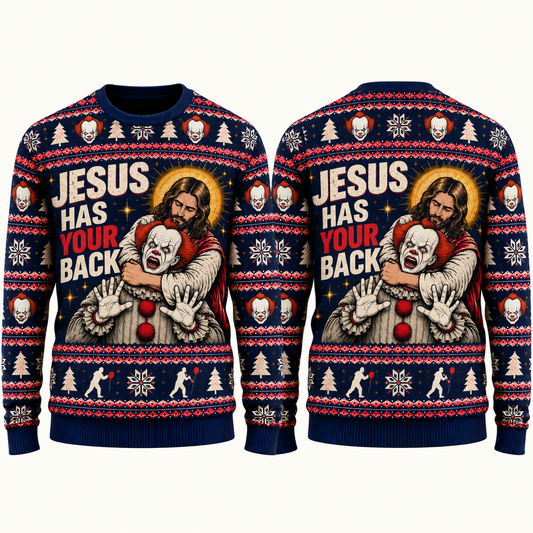 Jesus vs Horror Ugly Sweater 5