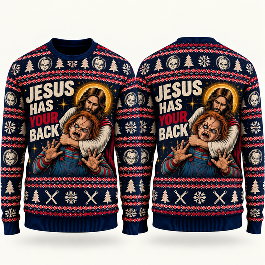 Jesus vs Horror Ugly Sweater 6