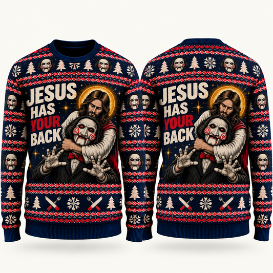 Jesus vs Horror Ugly Sweater 8