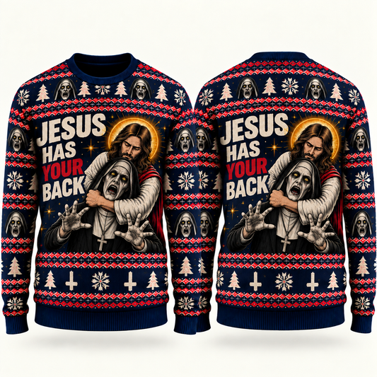 Jesus vs Horror Ugly Sweater 9