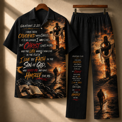 Jesus Art Black Patern Line Unisex Shirt N Pant Set