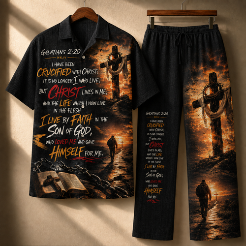Jesus Art Black Patern Line Unisex Shirt N Pant Set