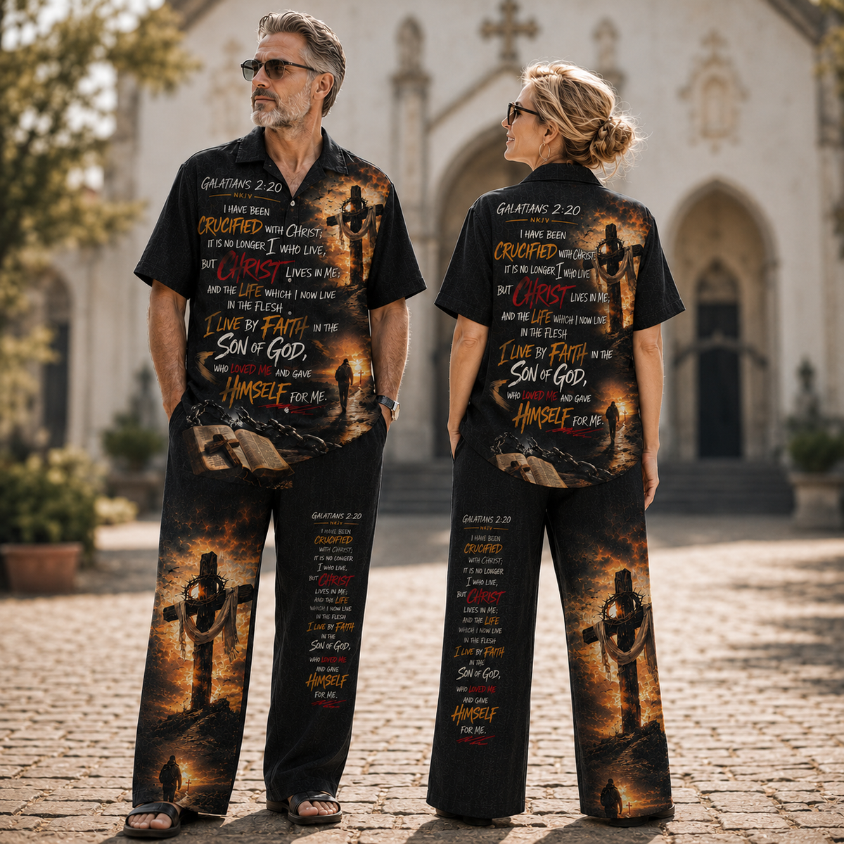 Jesus Art Black Patern Line Unisex Shirt N Pant Set