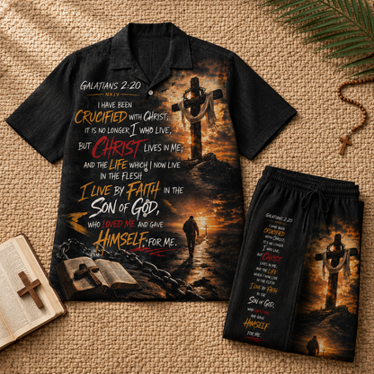 Jesus Art Black Patern Line Unisex Shirt N Pant Set