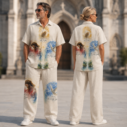 In The Nam of Father God Patern Line Unisex Shirt N Pant Set