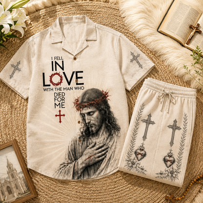 Fell In Love with Jesus Line Unisex Shirt N Pant Set