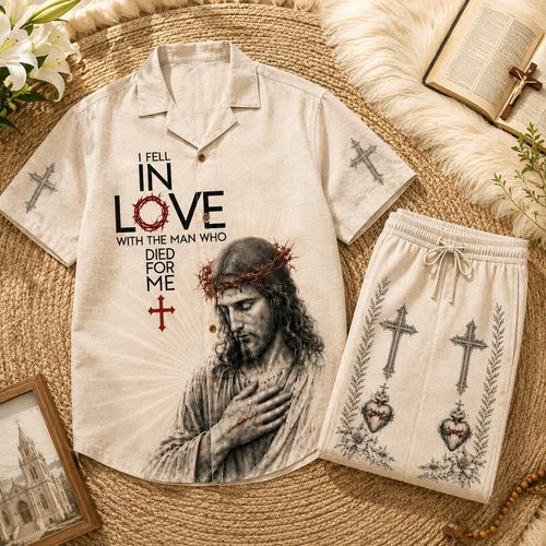 Fell In Love with Jesus Line Unisex Shirt N Pant Set
