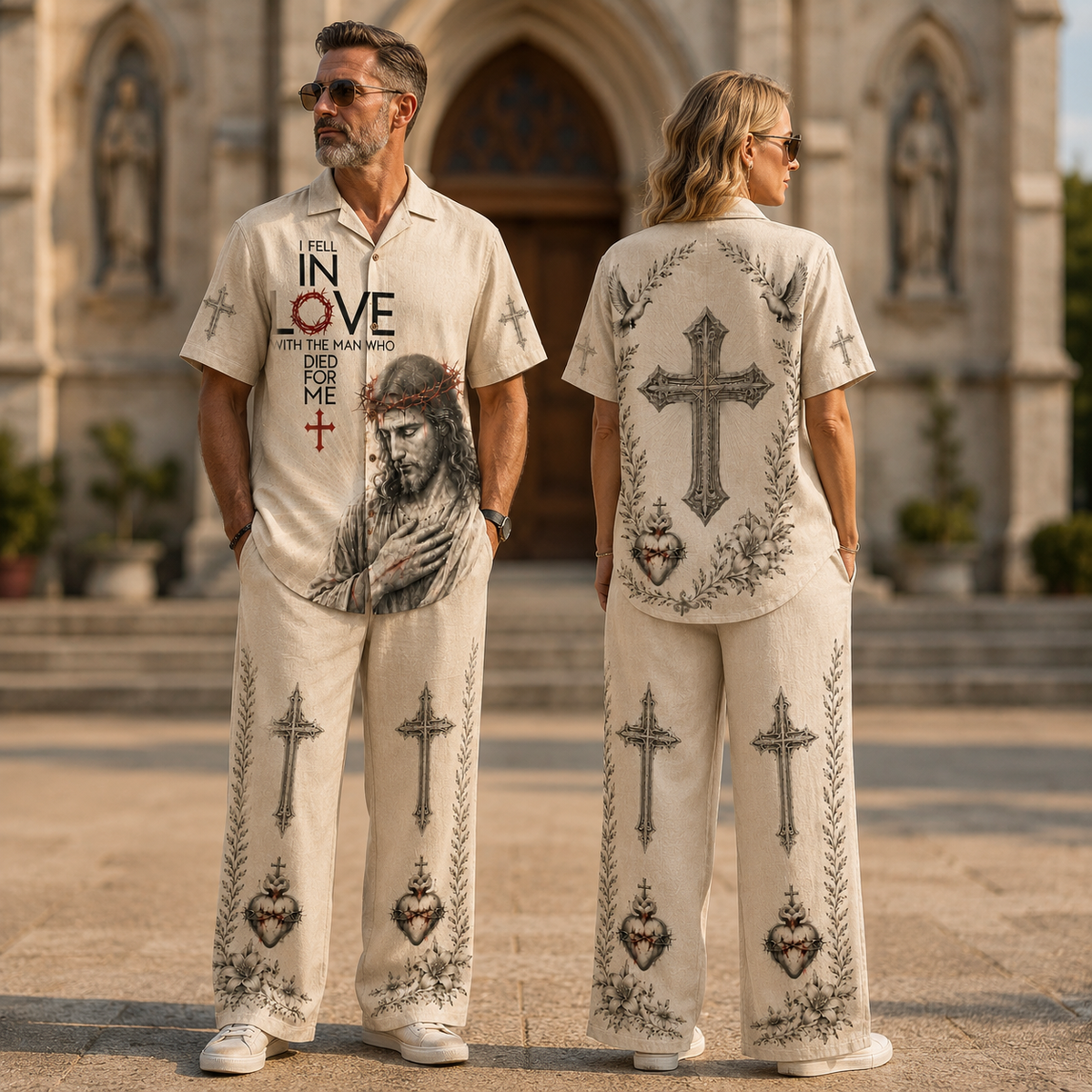 Fell In Love with Jesus Line Unisex Shirt N Pant Set