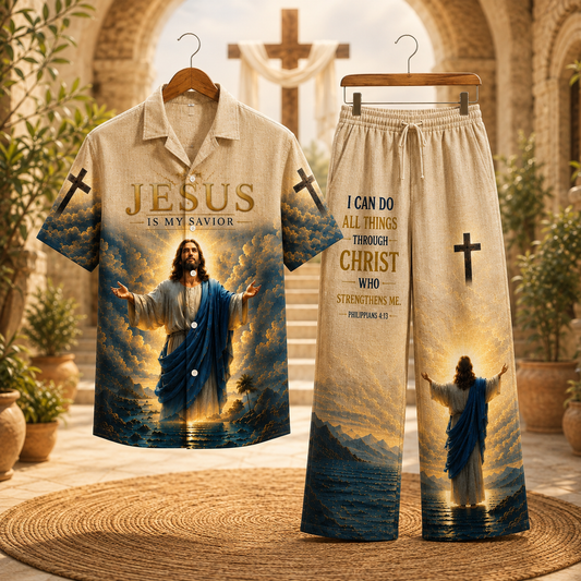 I can do all things through Christ Line Unisex Shirt N Pant Set
