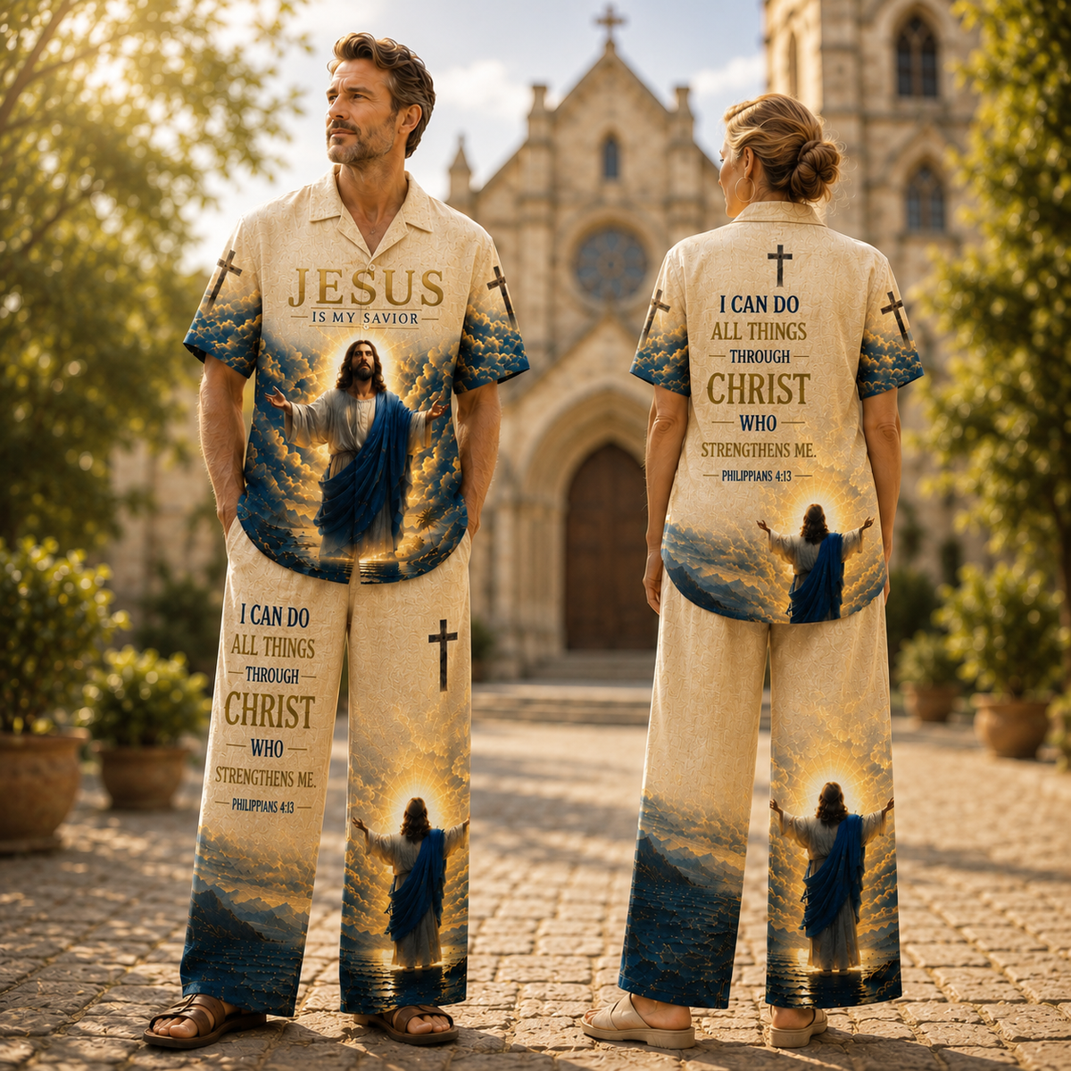 I can do all things through Christ Line Unisex Shirt N Pant Set
