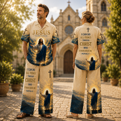I can do all things through Christ Line Unisex Shirt N Pant Set