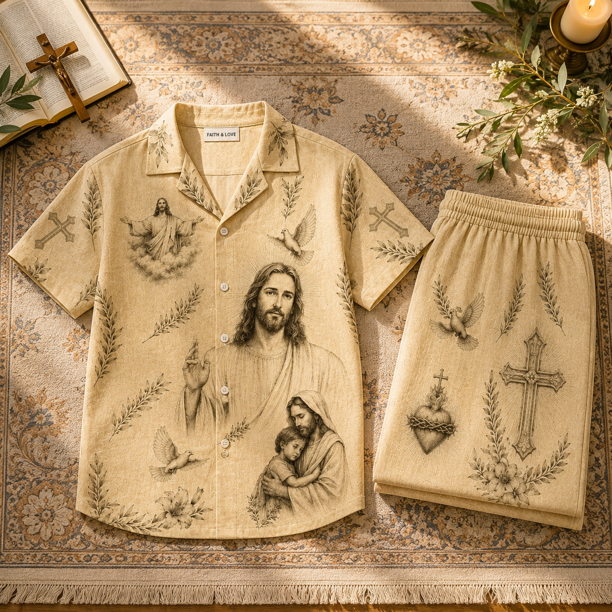 Jesus Art Line Unisex Shirt N Pant Set