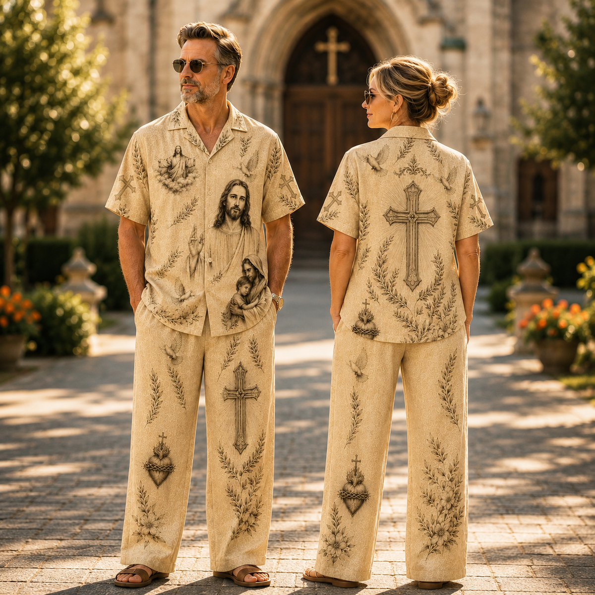 Jesus Art Line Unisex Shirt N Pant Set