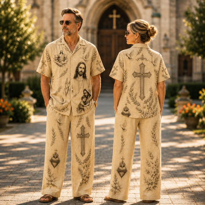 Jesus Art Line Unisex Shirt N Pant Set