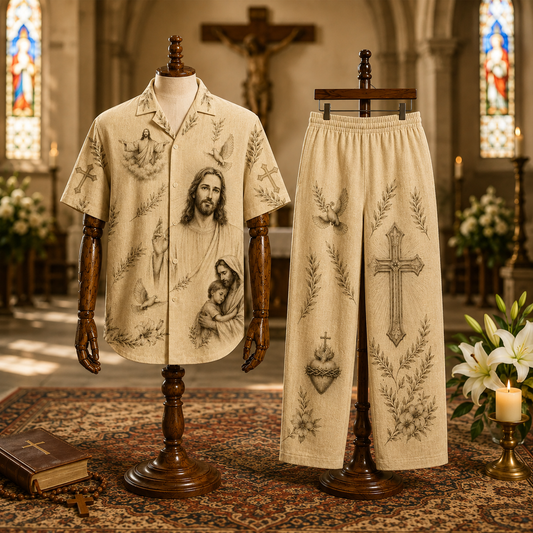 Jesus Art Line Unisex Shirt N Pant Set