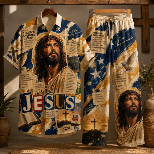 Jesus Art News Paper Line Unisex Shirt N Pant Set