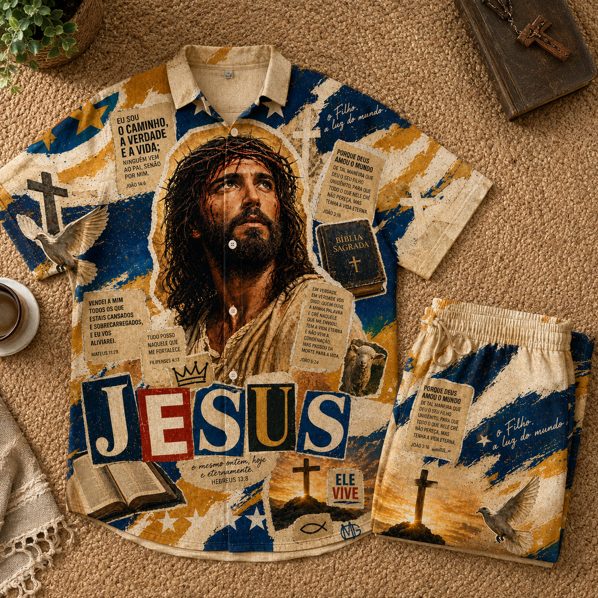 Jesus Art News Paper Line Unisex Shirt N Pant Set