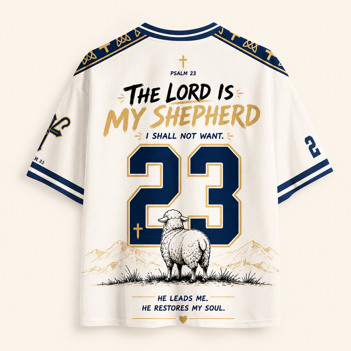 The Lord Is My Shepherd Christian Unisex Mesh Jersey
