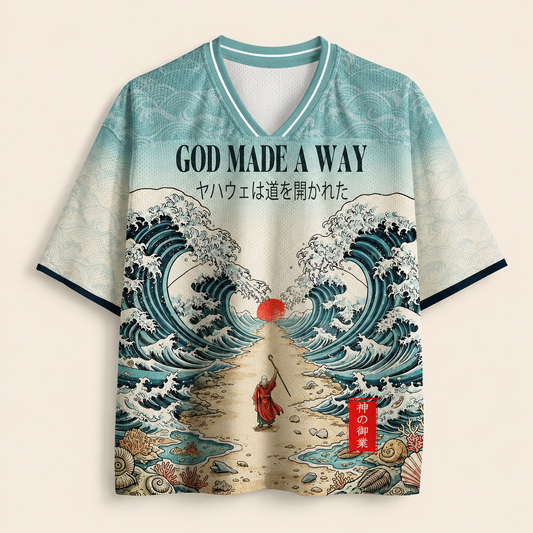 Moses Parting The Red Sea Christian Unisex Mesh Jersey