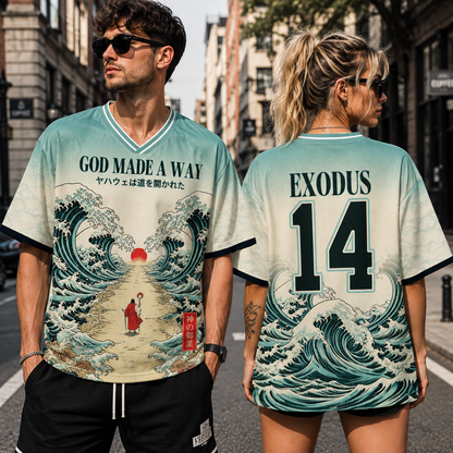 Moses Parting The Red Sea Christian Unisex Mesh Jersey