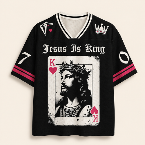 Jesus Is King K card Christian Unisex Mesh Jersey