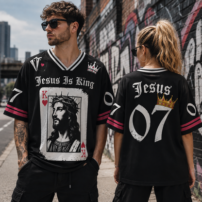 Jesus Is King K card Christian Unisex Mesh Jersey