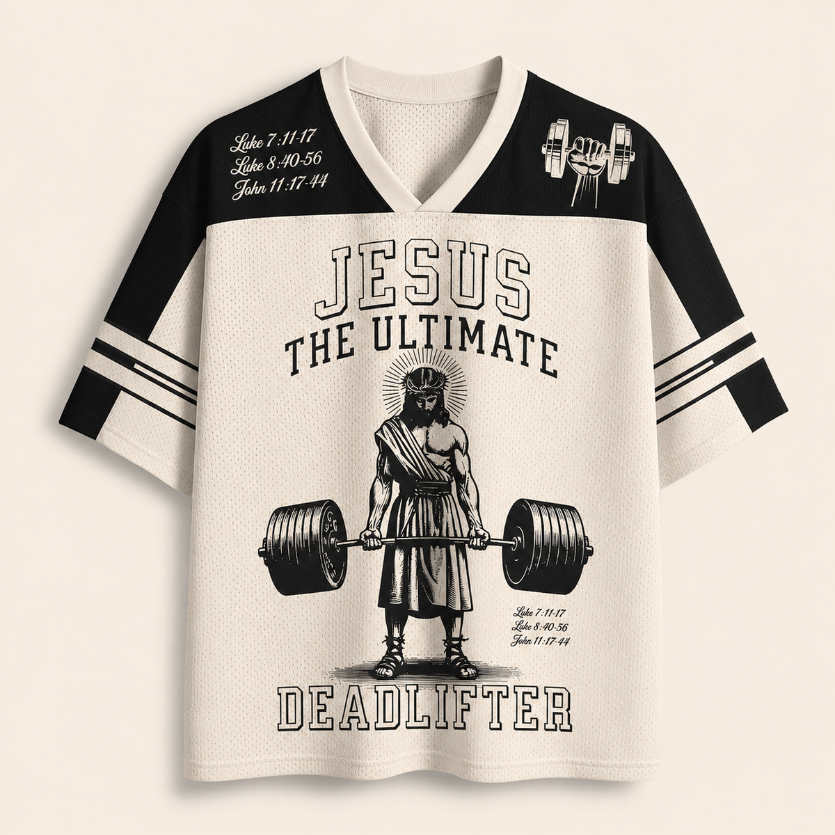 Jesus The Ultimate Deadlifter Christian Unisex Mesh Jersey