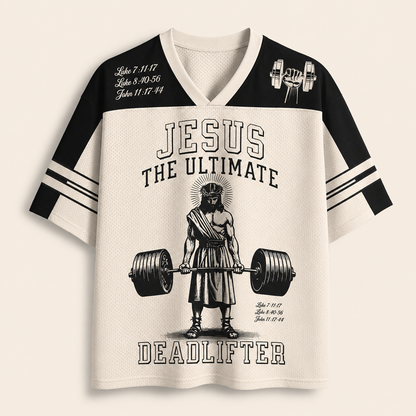 Jesus The Ultimate Deadlifter Christian Unisex Mesh Jersey